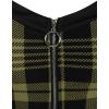 ROSE GAL Gothic Lace Up Plaid Half Zipper Fit and Flare Gothic Dress(Green_4)