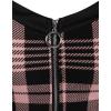 ROSE GAL Gothic Lace Up Plaid Half Zipper Fit and Flare Gothic Dress(Pink_1)