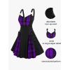 ROSE GAL Gothic Lace Up Plaid Half Zipper Fit and Flare Gothic Dress(Purple_2)