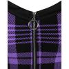 ROSE GAL Gothic Lace Up Plaid Half Zipper Fit and Flare Gothic Dress(Purple_3)