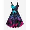 ROSE GAL Matchable Couple Hawaiian Coconut Tree Print Shirt or Plus Size Knee Length Fit and Flare Tank Dress(Men Black)