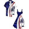 ROSE GAL Matchable Couple Hawaiian Coconut Tree Print Shirt or Plus Size Knee Length Fit and Flare Tank Dress(Men Blue_1)