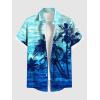 ROSE GAL Matchable Couple Hawaiian Coconut Tree Print Shirt or Plus Size Knee Length Fit and Flare Tank Dress(Men Deep Blue)