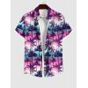 ROSE GAL Matchable Couple Hawaiian Coconut Tree Print Shirt or Plus Size Knee Length Fit and Flare Tank Dress(Men Pink)