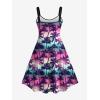 ROSE GAL Matchable Couple Hawaiian Coconut Tree Print Shirt or Plus Size Knee Length Fit and Flare Tank Dress(Men Pink)