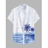 ROSE GAL Matchable Couple Hawaiian Coconut Tree Print Shirt or Plus Size Knee Length Fit and Flare Tank Dress(Men White)