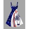 ROSE GAL Matchable Couple Hawaiian Coconut Tree Print Shirt or Plus Size Knee Length Fit and Flare Tank Dress(Women Blue_1)
