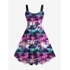 ROSE GAL Matchable Couple Hawaiian Coconut Tree Print Shirt or Plus Size Knee Length Fit and Flare Tank Dress(Women Pink)