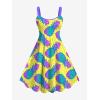 ROSE GAL Matchable Couple Hawaiian Coconut Tree Print Shirt or Plus Size Knee Length Fit and Flare Tank Dress(Women Yellow)