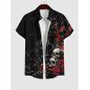ROSE GAL Matchable Couples Hawaiian Men Shirt and Women Cold Shoulder Crisscorss Short Sleeves Midi Dress(Men Black_1)