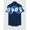 ROSE GAL Matchable Couples Hawaiian Men Shirt and Women Cold Shoulder Crisscorss Short Sleeves Midi Dress(Men/Blue)