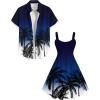 ROSE GAL Matchable Couples Hawaiian Men Shirt and Women Vintage Vintage Sleeveless Dress(Men/Deep Blue)