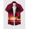 ROSE GAL Matchable Couples Hawaiian Men Shirt and Women Vintage Vintage Sleeveless Dress(Men/Red_1)
