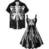ROSE GAL Matchable Couples Hawaiian Men Shirt and Women Vintage Vintage Sleeveless Dress(Women Black_11)