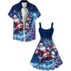 ROSE GAL Matchable Couples Hawaiian Men Shirt and Women Vintage Vintage Sleeveless Dress(Women Blue_1)