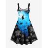 ROSE GAL Matchable Couples Hawaiian Men Shirt and Women Vintage Vintage Sleeveless Dress(Women/Black)