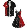 ROSE GAL Matchable Couples Hawaiian Men Shirt and Women Vintage Vintage Sleeveless Dress(Women/Black_10)