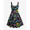 ROSE GAL Matchable Couples Hawaiian Men Shirt and Women Vintage Vintage Sleeveless Dress(Women/Black_2)