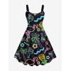 ROSE GAL Matchable Couples Hawaiian Men Shirt and Women Vintage Vintage Sleeveless Dress(Women/Black_2)
