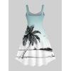 ROSE GAL Matchable Couples Hawaiian Men Shirt and Women Vintage Vintage Sleeveless Dress(Women/Blue)