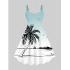 ROSE GAL Matchable Couples Hawaiian Men Shirt and Women Vintage Vintage Sleeveless Dress(Women/Blue)
