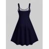 ROSE GAL Matchable Couples Hawaiian Men Shirt and Women Vintage Vintage Sleeveless Dress(Women/Deep Blue)