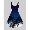 ROSE GAL Matchable Couples Hawaiian Men Shirt and Women Vintage Vintage Sleeveless Dress(Women/Deep Blue)