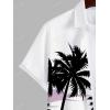 ROSE GAL Matchable Couples Tropical Coconut Tree Ombre Hawaiian Men Shirt and Women Vintage V-Neck Dress(Men/White)