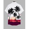 ROSE GAL Matchable Couples Tropical Coconut Tree Ombre Hawaiian Men Shirt and Women Vintage V-Neck Dress(Men/White)