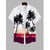 ROSE GAL Matchable Couples Tropical Coconut Tree Ombre Hawaiian Men Shirt and Women Vintage V-Neck Dress(Men/White)
