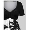 ROSE GAL Matchable Couples Tropical Coconut Tree Ombre Hawaiian Men Shirt and Women Vintage V-Neck Dress(Women/White)