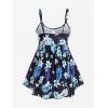 ROSE GAL Plus Size 2 Piece Tankini Set Swimsuit for Women Keyhole Floral Leaves Printed Two Piece Bathing Suit(Black_1)
