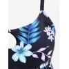ROSE GAL Plus Size 2 Piece Tankini Set Swimsuit for Women Keyhole Floral Leaves Printed Two Piece Bathing Suit(Black_1)