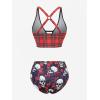 ROSE GAL Plus Size Gothic Skulls 3 Piece Swimsuits for Women Three Piece Bikini Bathing Suits(Red_1)