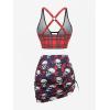 ROSE GAL Plus Size Gothic Skulls 3 Piece Swimsuits for Women Three Piece Bikini Bathing Suits(Red_1)