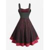ROSE GAL Plus Size Gothic Vintage Lace Overlay Sleeveless Dress(Red_1)