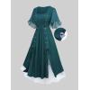 ROSE GAL Plus Size Renaissance Costume Medieval Fairy Dress for Women Two Tone Lace-up Split Irish Maxi Dresses(Green)