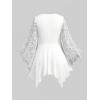 ROSE GAL Plus Size Renaissance Fairy Shirt for Women Lace Bell Sleeves Keyhole Handkerchie Top(White_1)