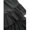 ROSE GAL Plus Size Romantic Goth Sleeveless Dress for Women Lace-up Layered Ruffle High Low Hem Maxi Flowy Tank Dress(Black)