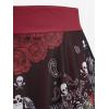 ROSE GAL Plus Size Skulls Gothic 2 Piece Tankini Swimsuit for Women Padded Tummy Control Skirted Bathing Suit(Red_1)