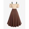 ROSE GAL Plus Size Steampunk Renaissance Costume Dress for Women Cold Shoulder BlockMedieval Retro Ren Faire Dress(Coffee)