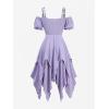 ROSE GAL Plus Size Womems Renaissance Fairy Dress Victorian Cold Shoulder Floral Lace-up Handkerchie Dress(Purple_1)