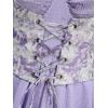 ROSE GAL Plus Size Womems Renaissance Fairy Dress Victorian Cold Shoulder Floral Lace-up Handkerchie Dress(Purple_1)