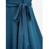 ROSE GAL Plus Size Women 1950s Vintage Retro Elegant Cocktail Wedding Guest Party Dress Ruched Crossover Solid Dress(Blue_1)