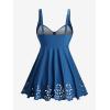 ROSE GAL Plus Size Women Bathing Suits 2 Piece Modest Swimsuit Laser Cut Out Cinched Ruched Flowy Tankini Swimwear(Blue)