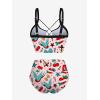 ROSE GAL Plus Size Women Funny Print High Waisted Bikini Set Tummy Control Bathing Suits(Pink)