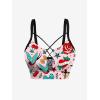 ROSE GAL Plus Size Women Funny Print High Waisted Bikini Set Tummy Control Bathing Suits(Pink)
