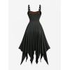 ROSE GAL Plus Size Women Goth Punk Ripped Handkerchief Dress(Black_1)