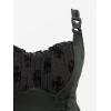 ROSE GAL Plus Size Women Goth Silver Mesh Flocking Corset Tank Top(Black_1)