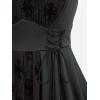 ROSE GAL Plus Size Women Goth Silver Mesh Flocking Corset Tank Top(Black_1)